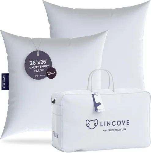 Miniatura 12 de Lincove Euro - Almohada cuadrada de 24 x 24 pulgadas, fabricada en Canadá, funda 100% algodón, relleno alternativo al plumón, apto para veganos