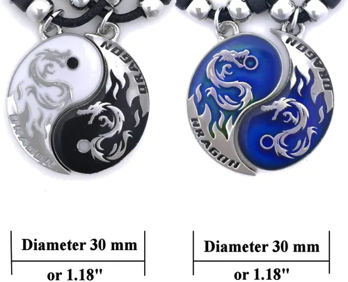 Miniatura 3 de Tapp Collections Set de 2 colgantes Yin Yang dragón.