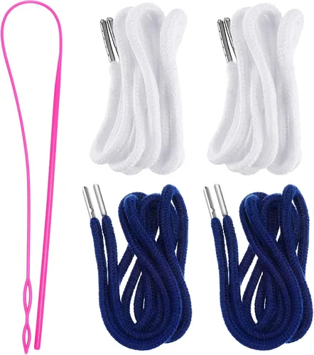 Miniatura 12 de Jetec Cordones de repuesto con cordón fácil de enhebrar para pantalones deportivos, pantalones cortos, pantalones, chaquetas (beige, azul marino)