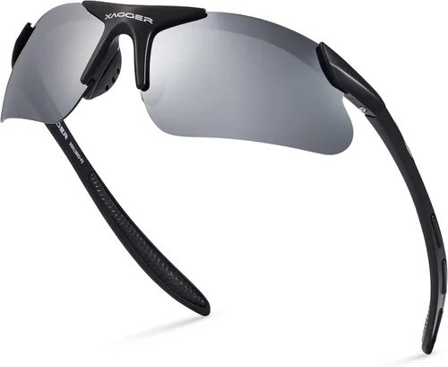 Miniatura 38 de Gafas de sol deportivas polarizadas para niños y niñas, gafas de béisbol y sóftbol, montura TR90 Negro Espejo azul hielo
