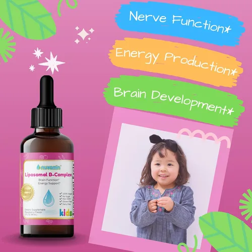 Miniatura 3 de Nuvamin - Gotas de complejo B liposomal líquido para niños, bebés y adultos, 2 onzas líquidas (2.0 fl oz), 120 porciones diarias. B1, B2, B3, B5