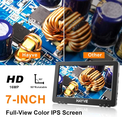 Miniatura 4 de Microscopio digital HDMI de 7 pulgadas, microscopio de moneda 1200X con pantalla IPS, microscopio de soldadura de 16MP con luces, soporte largo