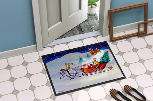Miniatura 4 de Caroline's Treasures 7442MAT Corgi Highhacked - Felpudo de trineo de Papá Noel de 18 x 27 pulgadas, para interiores y exteriores, para entrada