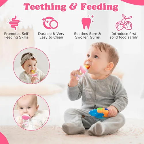 Miniatura 5 de Chupete Alimentador de Frutas para Bebé - Paquete de 6 2 Chupetes Alimentadores de Comida para Bebés y 2 Cucharas Dispensadoras de Comida