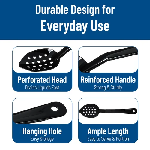 Miniatura 4 de Carlisle FoodService Cucharas para servir, utensilios de cocina perforada de policarbonato perforado de 11 pulgadas, resistente al calor de 212 °F