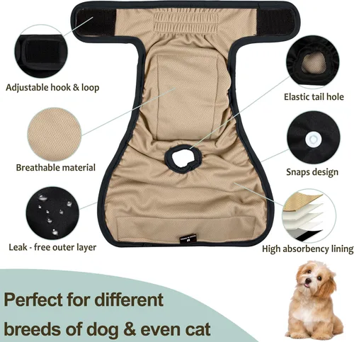 Miniatura 103 de Pañales lavables para perros, para hembras caninas, reutilizables, para periodo de celo, altamente absorbentes, para incontinencia, con broches