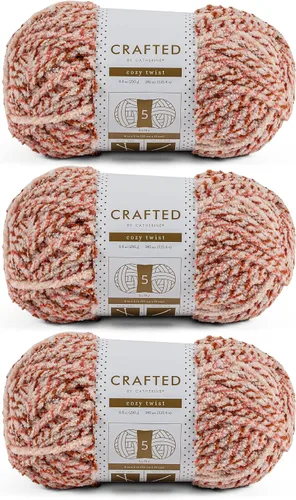 Miniatura 9 de Crafted By Catherine Cozy Twist Yarn - Paquete de 2 (345 yardas cada madeja), beige multicolor, calibre 5 voluminoso