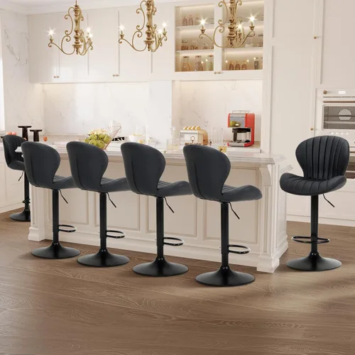 Miniatura 8 de COLAMY Juego de 1 Taburete de Bar, Sillas de Bar Giratorias Modernas, Taburetes de Bar Ajustables Tapizados en Cuero Sintético de Altura de Negro