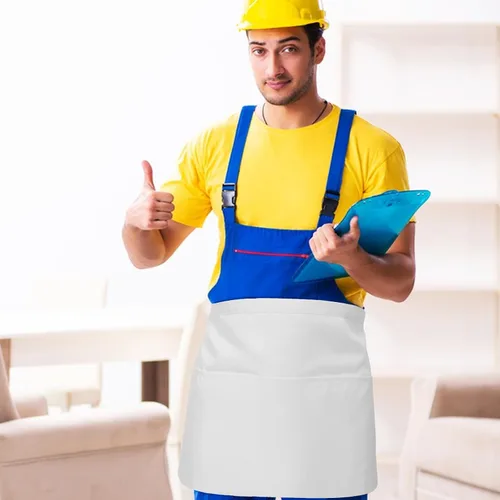 Miniatura 6 de SOLUSTRE Waterproof Polyester Work Apron with Large Pocket Unisex Waist Server Apron for Cooking and Canteen Use for Waitstaff and Kitchen Tasks