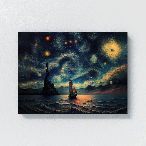 Miniatura 4 de Sense Canvas Pop Art The Starry Night 28 - Lienzo decorativo para decoración del hogar, póster grande de 40 x 30 pulgadas, 0.75 pulgadas Arte Pop La