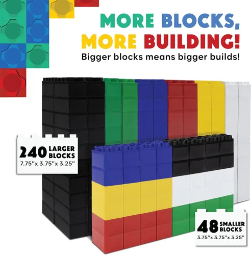 Miniatura 3 de BiggoBlocks Bloques de construcción grandes para niños de 3 a 8 años – Juego Mega de 288 piezas – Juguete STEM para interiores y exteriores