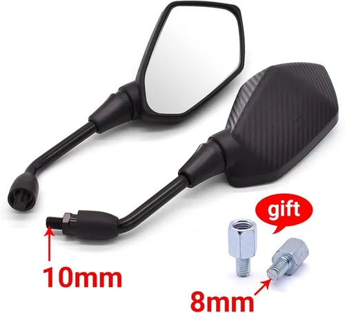 Miniatura 5 de Espejo retrovisor de motocicleta, espejo retrovisor lateral universal de 0.394 pulgadas, 0.394 pulgadas, para Ducati Hypermotard 821 939 SP Negro