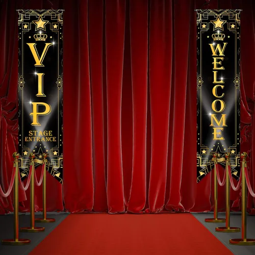 Miniatura 4 de Blulu - Decoraciones de fiesta VIP de los años 20, cartel de noche de cine VIP, cartel de porche para cine y ahora mostrando colgante, suministros