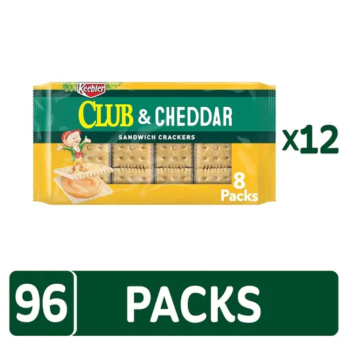 Miniatura 4 de Keebler Galletas tipo sándwich, galletas de una sola porción, aperitivos para el almuerzo, club y queso cheddar (96 paquetes)