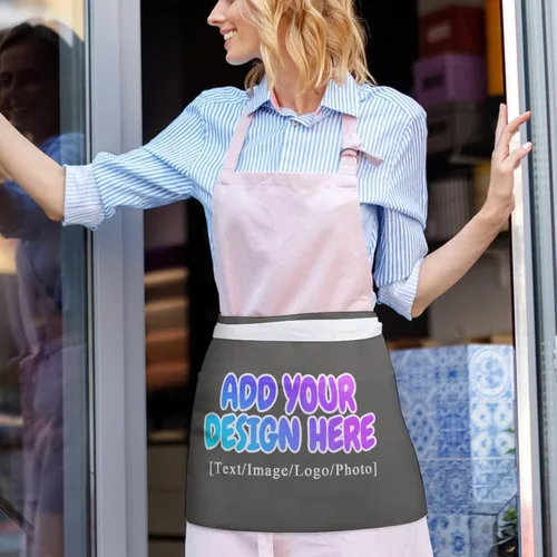 Miniatura 204 de AXKEUDO Delantal personalizado con bolsillos, delantales de cintura para camarera para cocinar en casa, restaurante, servir trabajo