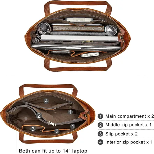 Miniatura 11 de S-ZONE Bolso bandolera vintage de cuero genuino para mujer