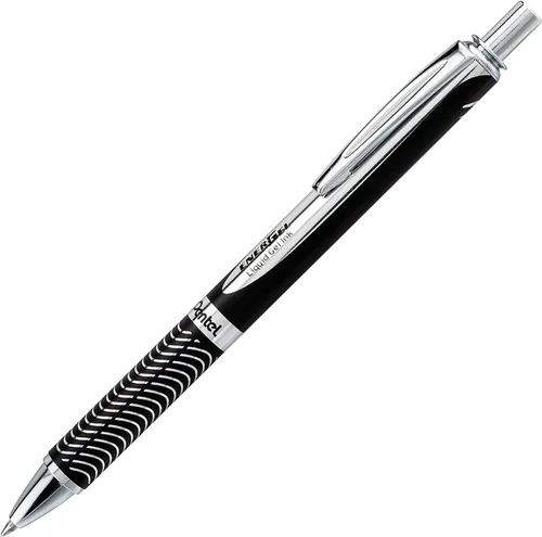Miniatura 2 de Pentel Energel 0.7mm Alloy RT Bolígrafos retráctiles de gel con tinta - Paquete de 3 - Barriles metálicos de color negro, plateado y aguamarina