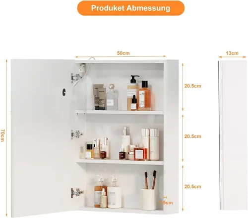 Miniatura 2 de Espejo de botiquín iluminado para baño, botiquín LED con desempañador, montado en la pared, espejo de baño LED con almacenamiento, 20 x 28 pulgadas