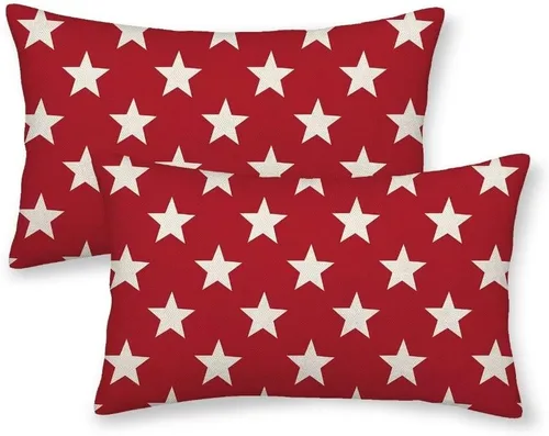Miniatura 30 de Juego de 2 fundas de almohada decorativas para el 4 de julio, 16 x 16 pulgadas, diseño patriótico de estrellas azul marino del Día
