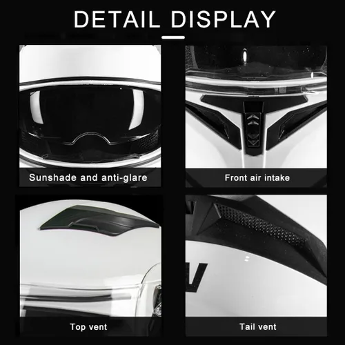 Miniatura 3 de Casco de motocicleta modular Bluetooth con aprobación DOT, antiempañamiento, doble visera, cara completa, abatible, con altavoz y micrófono