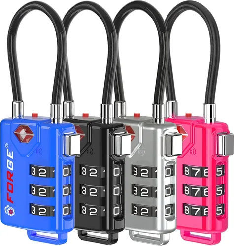 Cerraduras para equipaje con cable aprobadas por la TSA, combinación reajustable con cuerpo de aleación, Moderno