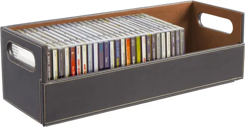 Stock Your Home caja de almacenamiento tipo bandeja para CD color chocolate, para almacenamiento y organización de CD en estantes, capacidad para 40