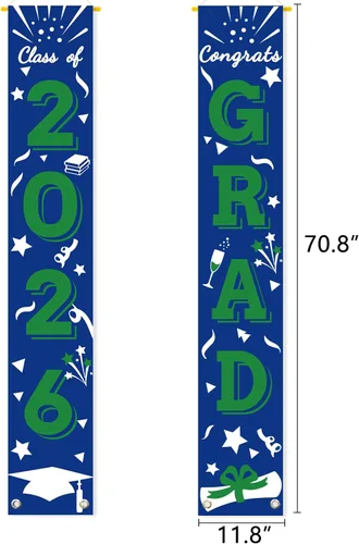 Miniatura 6 de Cartel de graduación para porche, letrero de clase, banderas colgantes de felicitaciones, escuela secundaria, universidad, fiesta, decoración
