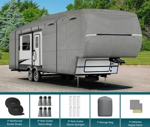 Miniatura 7 de Cubierta para RV de 5ª Rueda 26' - 29' Anti-UV Cubierta Duradera para Caravana 7 Capas Superiores con Algodón Transpirable, Impermeable con 2 Piezas