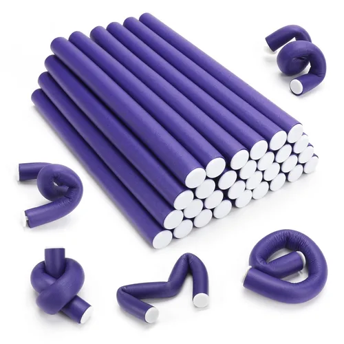 Miniatura 9 de Rizadores de cabello flexibles para dormir, 30 varillas flexibles (9.45" y 5 tamaños 0.39"-0.78"), conjunto de rizado sin calor para cabello corto