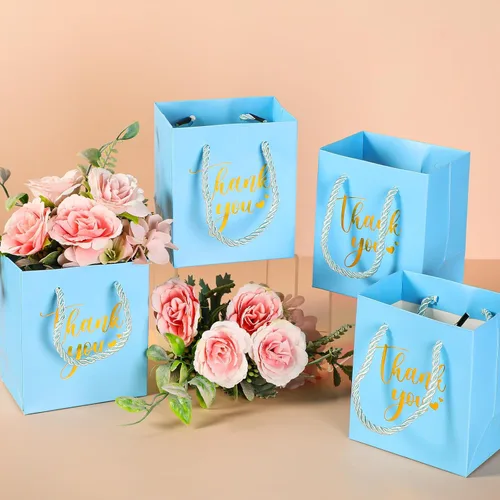 Miniatura 2 de Honoson 30 mini bolsas de regalo con asa de 4 x 2.75 x 4.5 pulgadas, pequeña bolsa de agradecimiento para boda, baby shower, cumpleaños, graduación