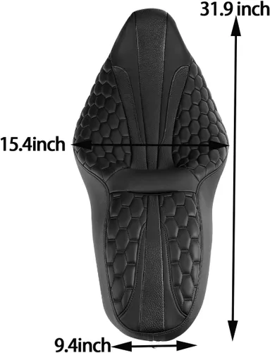 Miniatura 2 de Asiento de conductor, pasajero y piloto - SLMOTO Asiento de motocicleta de una pieza para 2 personas, compatible con Harley Touring Road King CVO