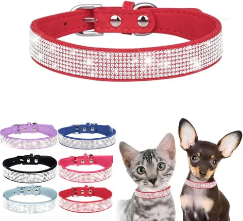 Miniatura 15 de Collares de perro para perros medianos hembras, collar de perro con diamantes de imitación, bonito collar con purpurina para mascotas XXS Xs, S, M