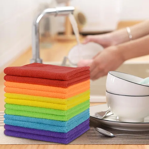 Miniatura 5 de SINLAND Trapo de microfibra absorbente de limpieza para cocina, paño de secado rápido, sin rayas, trapos de vidrio, 12 x 12 pulgadas, paquete de 12
