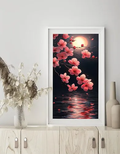 Miniatura 3 de Kit de pintura de diamantes con diseño de flores y luna para adultos, arte y manualidades redondas 5D para adultos principiantes, pinturas