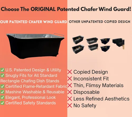 Miniatura 4 de The Original Patented' - Protector contra el viento para bufés, catering, cubierta para calentador de alimentos, poliéster ignífugo, lavable, Negro
