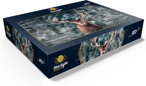 Miniatura 3 de MyPuzzle Noble Deer in Winter Snow Forest - Rompecabezas de 100 piezas para adultos