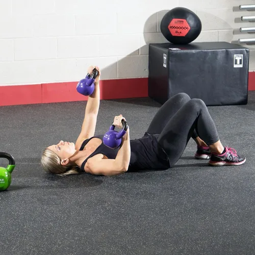 Miniatura 5 de Body-Solid Pesas rusas recubiertas de vinilo con asas de agarre de hervidor, pesas rusas perfectas para entrenamiento con pesas y equipos