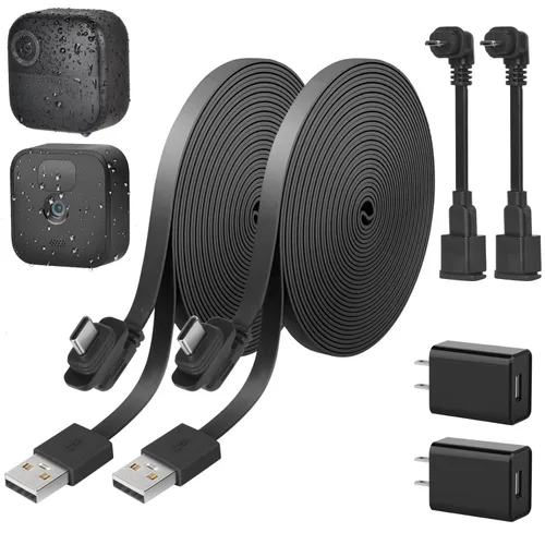 Miniatura 10 de 2 paquetes de 25 pies/7.5m Adaptador de alimentación para Blink Outdoor 4 (4ª generación) y (3ª generación) & Blink XT2/XT, Cable de extensión plano