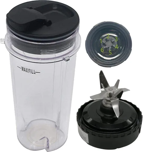 Miniatura 7 de Joystar Taza de repuesto de 16 onzas (16 onzas) con boquilla Tapa de sello con cuchilla para 1000W Nutri Ninja Blender BL740/BL660