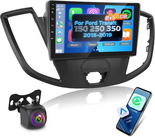 Miniatura 9 de [2+64] Radio de coche para Ford Transit 150 250 350 2015-2019, pantalla táctil Android estéreo de 9 pulgadas con Carplay y Android Auto, GPS, WiFi