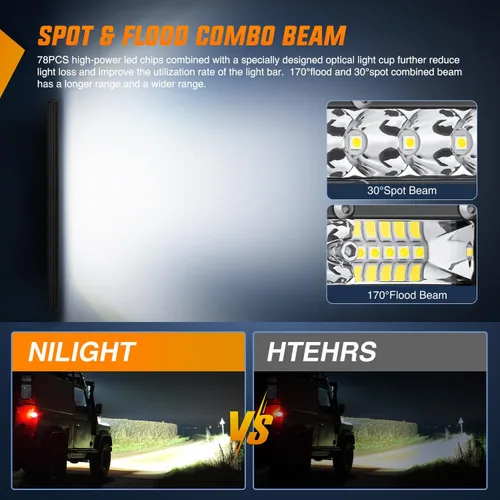 Miniatura 4 de Nilight Barra de luz LED delgada de 40 pulgadas, 104 LED, de una sola fila, combo Spot Flood de luces antiniebla, luces de conducción, luces