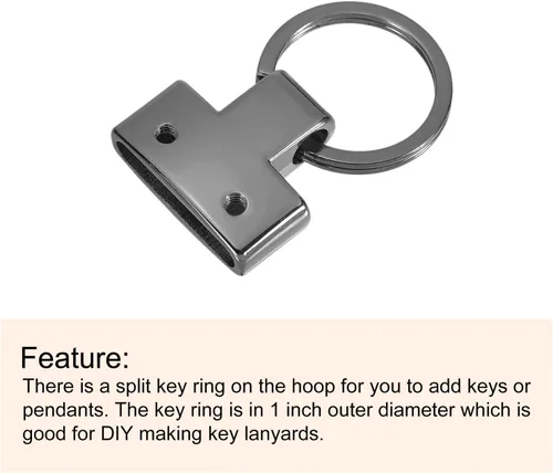 Miniatura 4 de uxcell Accesorios para llavero con llavero y anillo para bolso de mano para llavero de automóvil, cordón colgante Negro metálico
