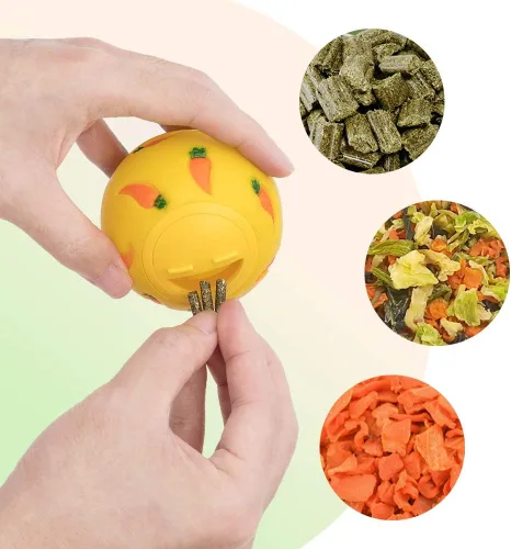 Miniatura 4 de Niteangel Bola de golosina, bola de aperitivo para conejillos de indias, conejos, erizos y otras mascotas pequeñas (pequeña, amarillo, azul y verde)