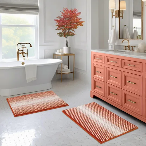 Miniatura 116 de BSICPRO Juegos de Alfombras y Tapetes para Baño, Juego de Alfombra de Baño de Felpilla Gruesa Absorbente de 2 Piezas Antideslizante, Tapetes Suaves