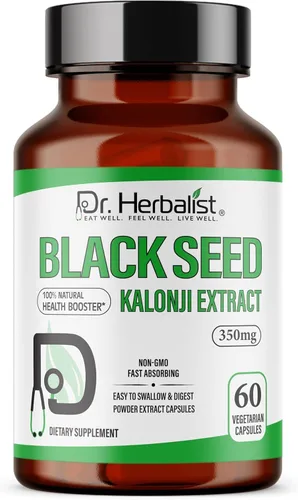 Dr. HERBALIST Extracto de semilla negra de 350 mg - 60 cápsulas veganas | Sin OMG | Absorción rápida | Vegetariano