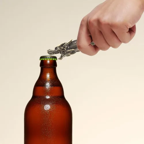 Miniatura 7 de MAGICLULU Llavero abrebotellas de dragón Vintage latón diseño de pescado Soda cerveza Cap abridor único estilo chino Pub Bar herramienta portátil