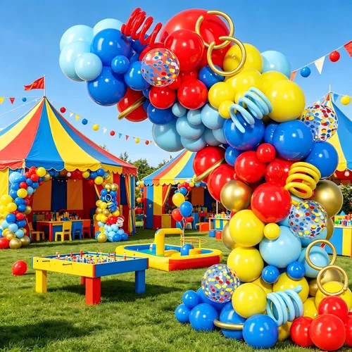 Miniatura 6 de PERPAOL 150 guirnaldas de globos rojos, amarillos y azules, globos de látex metálicos mixtos de confeti para cumpleaños, ducha, carnaval, circo