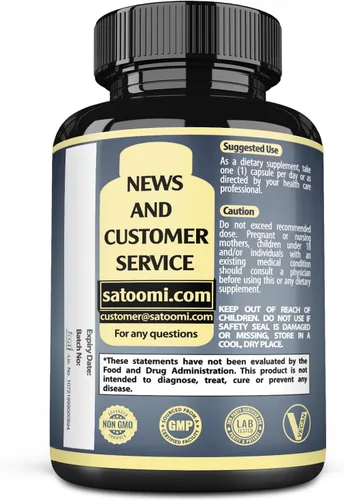 Miniatura 9 de Satoomi Pure Gymnema Sylvestre Cápsulas Extracto - 180 cápsulas de 6 meses - Mezclado con hoja de neem, albahaca sagrada y raíz de curcumina