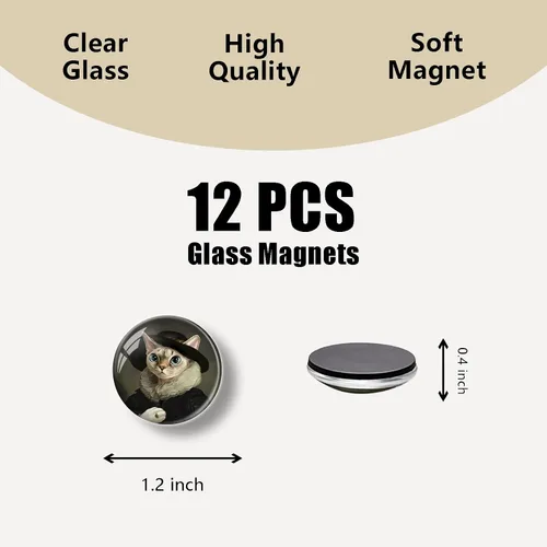 Miniatura 3 de 12 imanes de cristal para nevera, lindos gatos, imanes decorativos para refrigerador, para cocina, oficina, pizarra, gabinete y lavavajillas