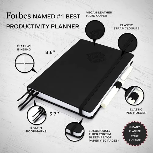Miniatura 3 de Smart Planner Pro - Agenda diaria sin fecha - Pequeño A5 - Logra objetivos y aumenta la productividad - Semanal, mensual, secciones de trabajo, Rojo